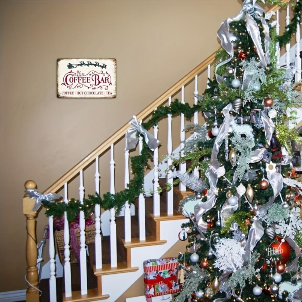 Vintage Christmas Coffee Bar Logo 8x12 Inch Aluminum Metal Decoration for Kitchen Cafe or Home Coffee Station the Perfect Choice