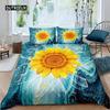 Sunflower Duvet Cover Set Queen Set Milk Cow Comforter Cover Black White Abstract Bedding Set Plant Leaf Polyester Quilt Cover
