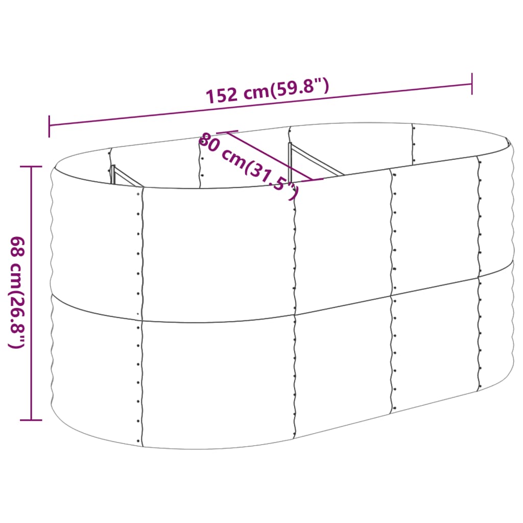 Raised Garden Bed Galvanized Steel 152 X 80 X 68 Cm Green