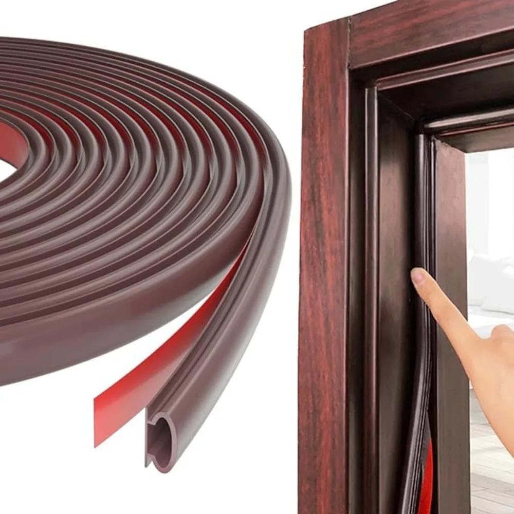 1pc 6m/236.22in Soundproofing Weather Stripping Rubber Door Seal Strip Windproof Self-adhesive Door Frame Insulation Household 6m коричневый