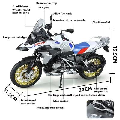 Large 1:9 Scale Honda CBR1000RR R1250 GS Motorcycle Model Toy Linkage Steering Shock Absorption Metal Diecast Toys Hobby Gift