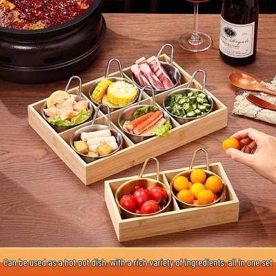 Vassoio Diviso Creativo in Bambù e Legno per Ristoranti Hot Pot & BBQ