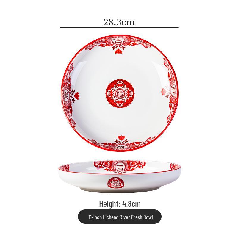 Retro Keramik Suppen- & Nudelschüssel Set: Gebratenes Schweinefleisch in der Schüssel, Glücks-Pfannengericht-Teller, Snack-Teller, Küchenutensilien