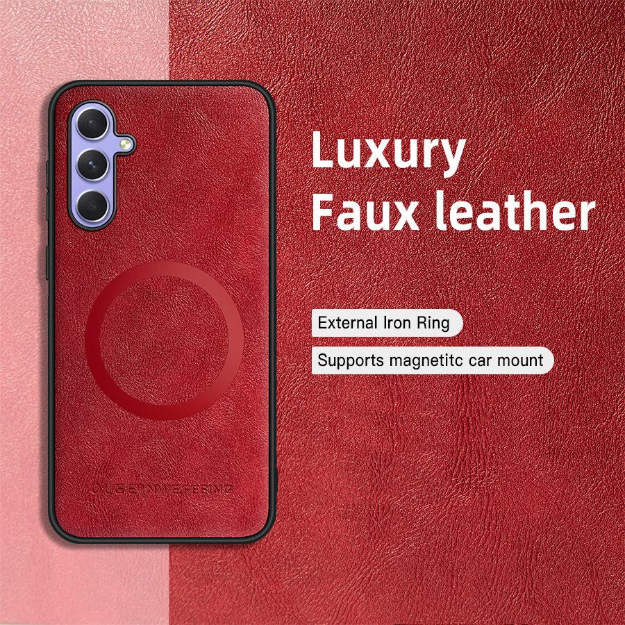 

Магнитный чехол для телефона Samsung Galaxy A55 A15 A25 A35 A54 A53 A52 A14 A24 A34 A33 A23 A36 A26 A16 A56 5G Классическая кожаная обложка Galaxy A33 5G красный