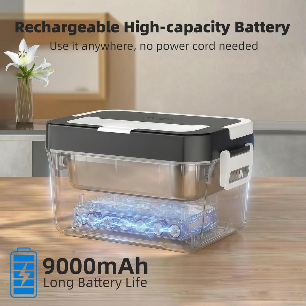 Portable Cordless Heated Lunch Box 1.2L, Battery-Powered with APP Control for Adults, Office & Travel