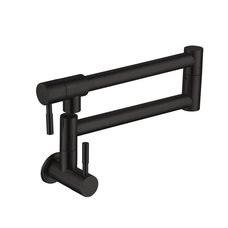 Robinet de cuisine pliable et pivotant mural en acier inoxydable NPT avec double ouverture/fermeture et flux d'eau froide simple