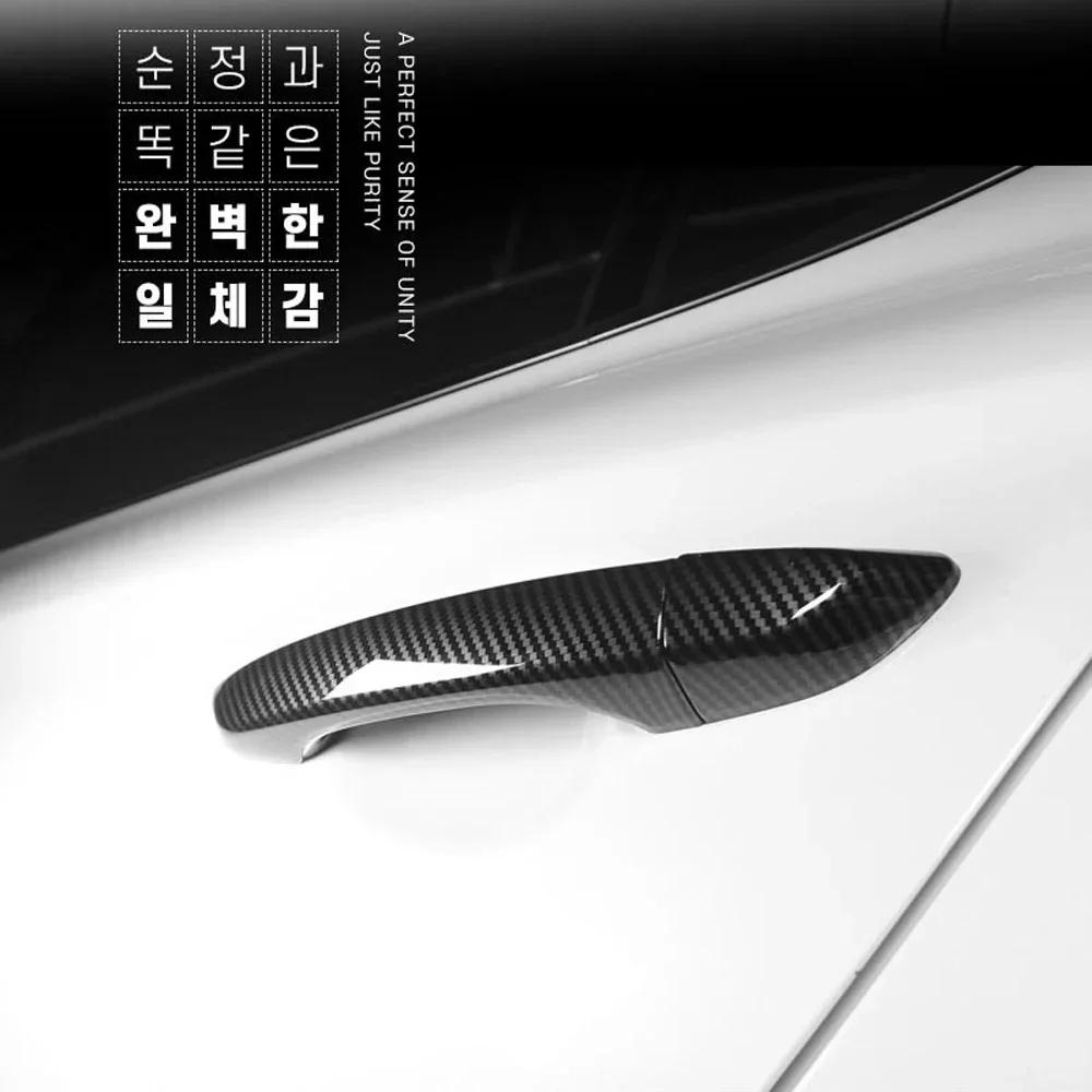 4PCS Carbon Fiber Style Door Handle Cover Trim For Genesis G70 Car-Styling Exterior Parts Accessories LHD