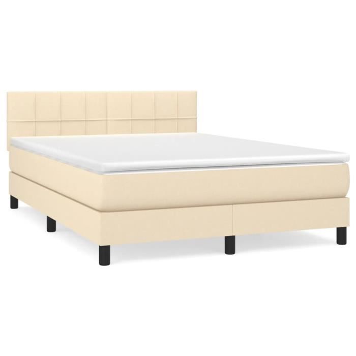 3140062 vidaXL Divan Bed with Mattress Cream 140x200 Cm Fabric