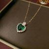 Colorful Zircon Heart Necklace - Japanese Korean Style, Cute Peach Heart, Fresh Temperament Clavicle Chain for Women