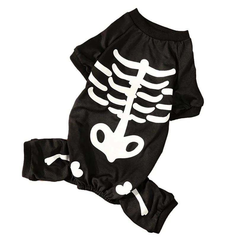 Halloween Dog Skeleton Costumes Cosplay Party Pet Luminous Skull Clothes Jumpsuit For Small Medium Dog French Bulldog Outfits S
