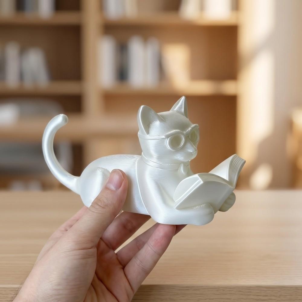 Cute Reading Cat Ornament Creative Cat Statues Crafts Desktop Cat Decorations Home Decoration