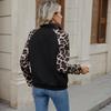 Women's Fashion Casual Spring Fall Leopard Print Long Sleeve Half Turtleneck Blouses  Shirts