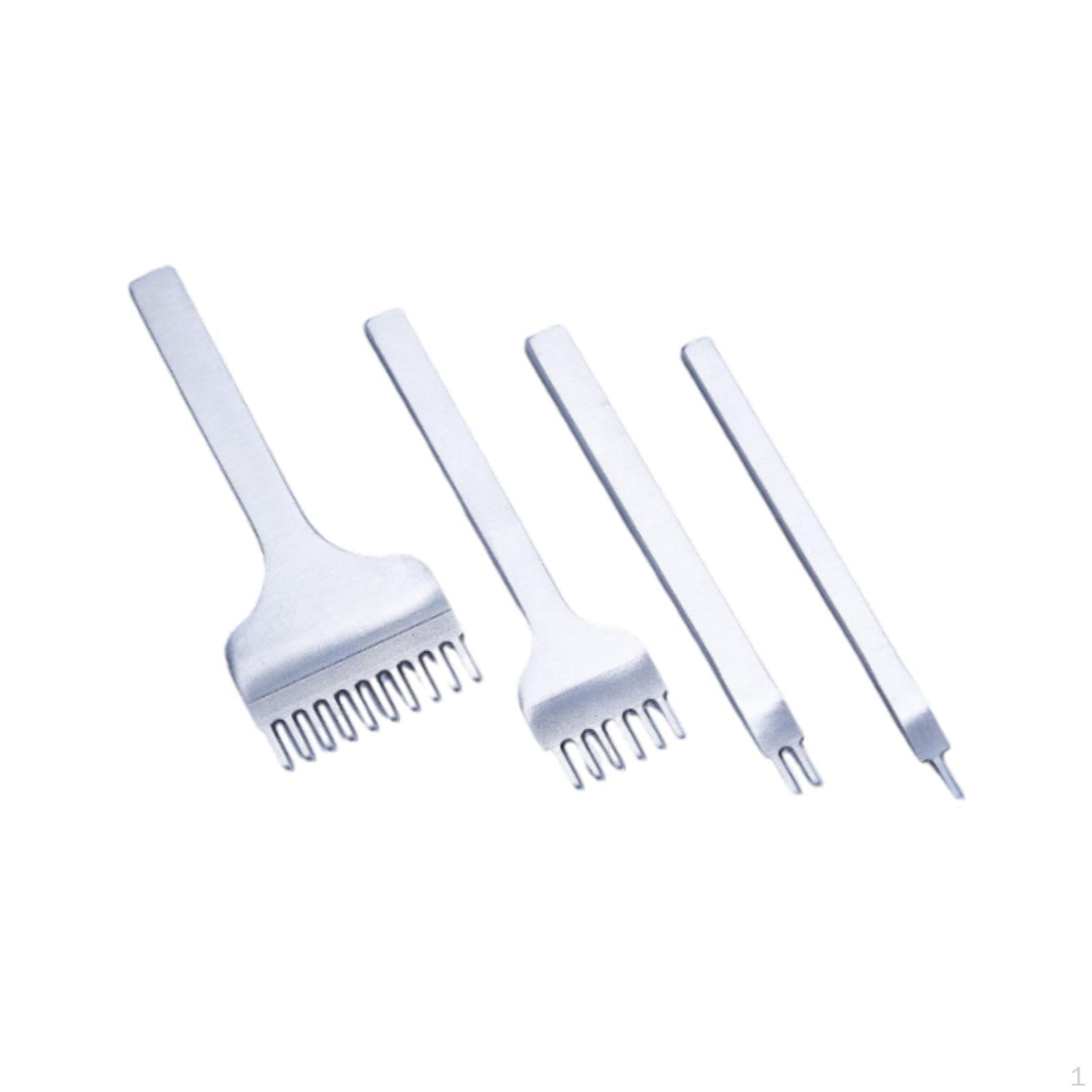 4 Piece Leather Set with 1/2/6/10 Prong Options for DIY Projects 4mm