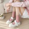 Girls' Spring and Autumn Solid Color Love Academy Style Long Cotton Socks