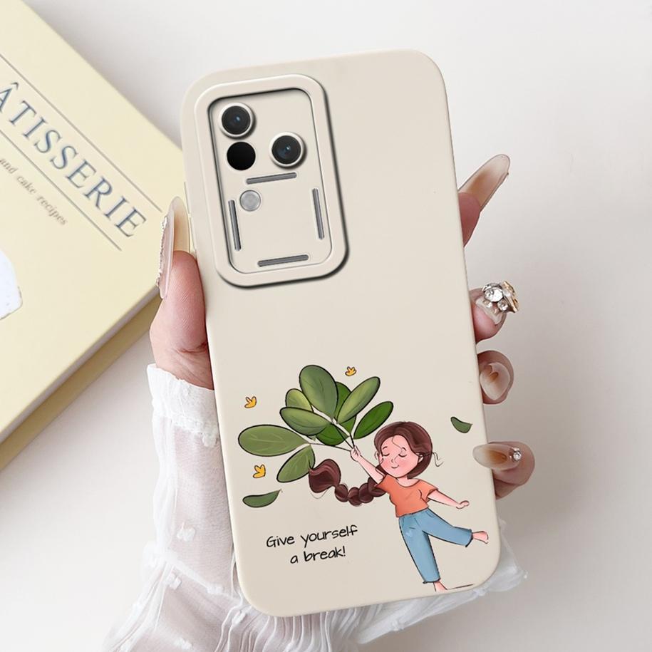 Für Vivo V30 V2318 Hülle V30 Pro V2319 Cover Beliebte Blumen Schleife Weiche Flüssigsilikon Handyhüllen Für Vivo S18 Pro V 30 Fundas