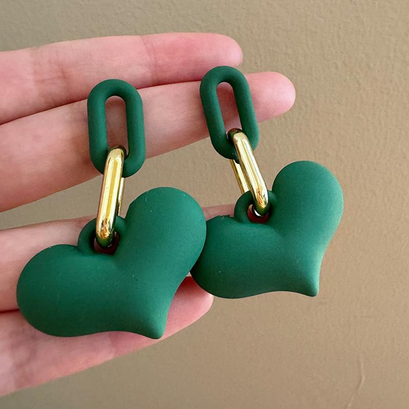 Fashion Personality Minimalist Daily Jewelry Unique Buckle Chain Heart Drop Earrings Premium Temperament Women Pierced Earrings