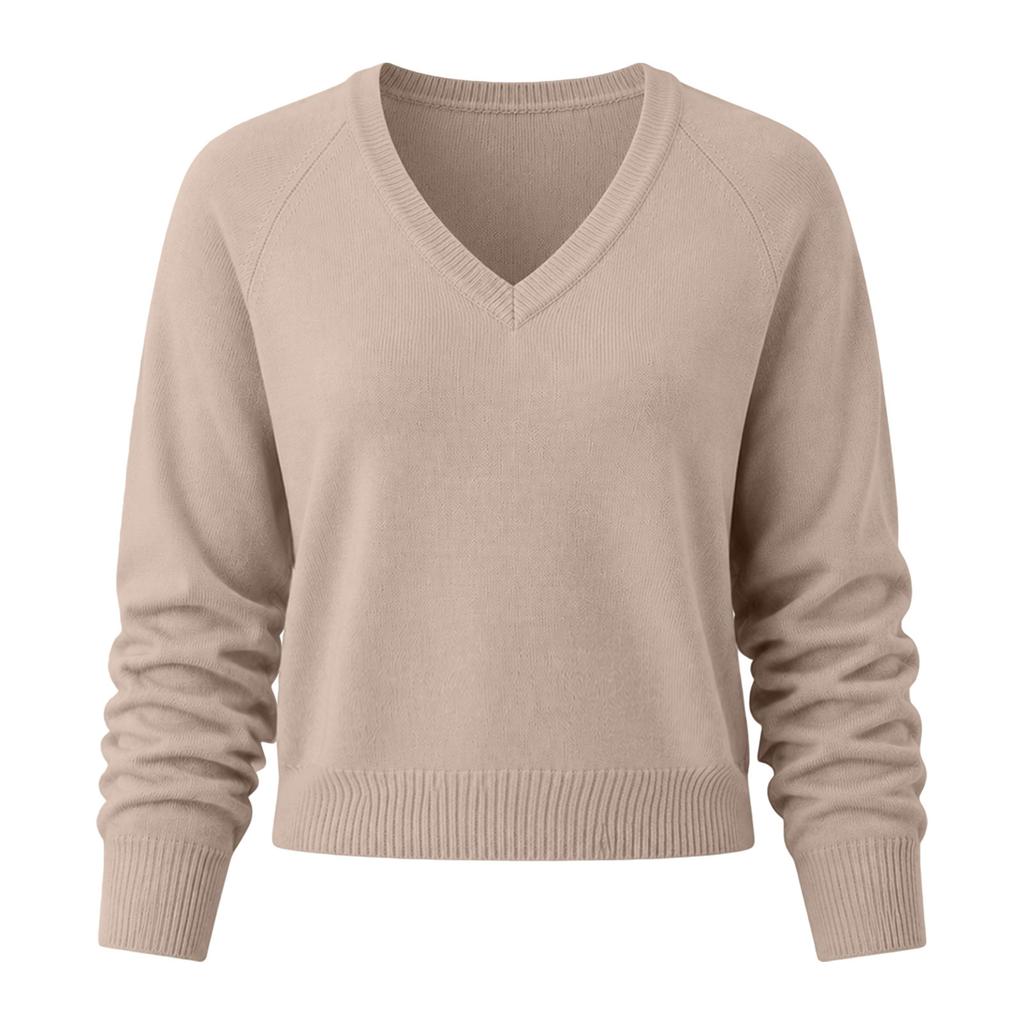 Maglione Pullover da Donna Comodo con Scollo a V e Maniche Lunghe, Top Casual a Maglia Larga Colorato