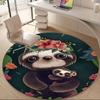 1pcSloth Floral Office Round Area Rug, Indoor Mat Suitable ForOffice, Under Office Chairs Bedroom Living Room Home Decor, Room Deco 005