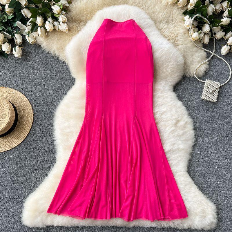 High Cold Adult Lady like Woman Wear Women's Work Clothing All-Match Tutu Stylish Stretch Silm Mesh Patchwork Fishtail Bodycon Dress