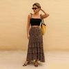 2025 Women's High-Waisted Floral Chiffon A-Line Skirt Set with Irregular Layers