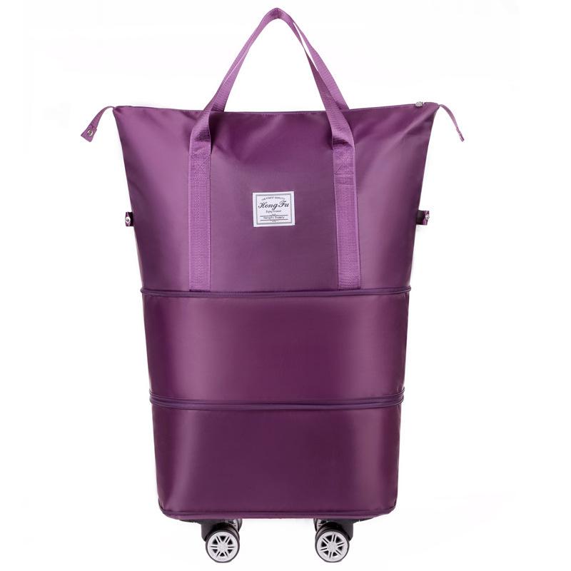 Unisex Expandable Large-Capacity Travel Duffel Bag with Wheels, Foldable Boarding Luggage for Business Trips and Shopping.