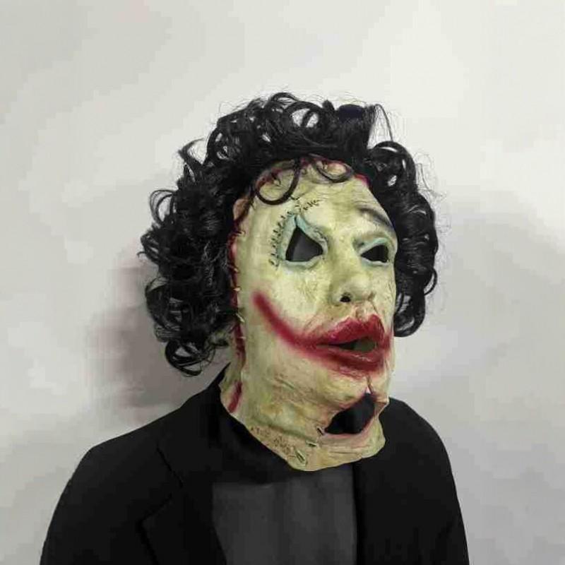 Halloween Horror Ganzgesichts-Latexmaske mit Perücke Texas Chainsaw Massacre Cosplay Kostüm Party Requisiten