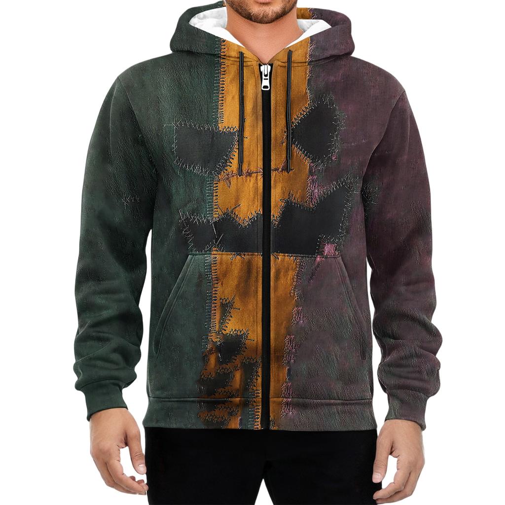 Men's Casual Long-Sleeved Zippered Hooded Sweatshirt Jacket