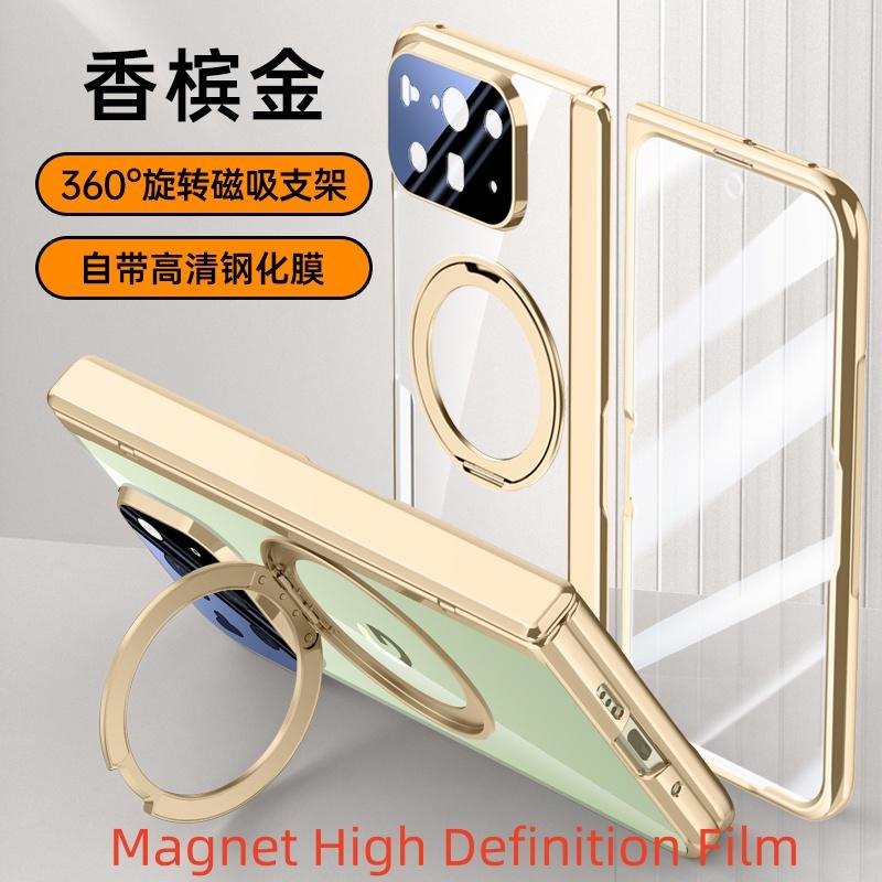 For Google Pixel 10 Pro Fold Case Magsafe Clear 360° Rotation Stand Spring Hinge Lens Screen Protector Full Protection Cover
