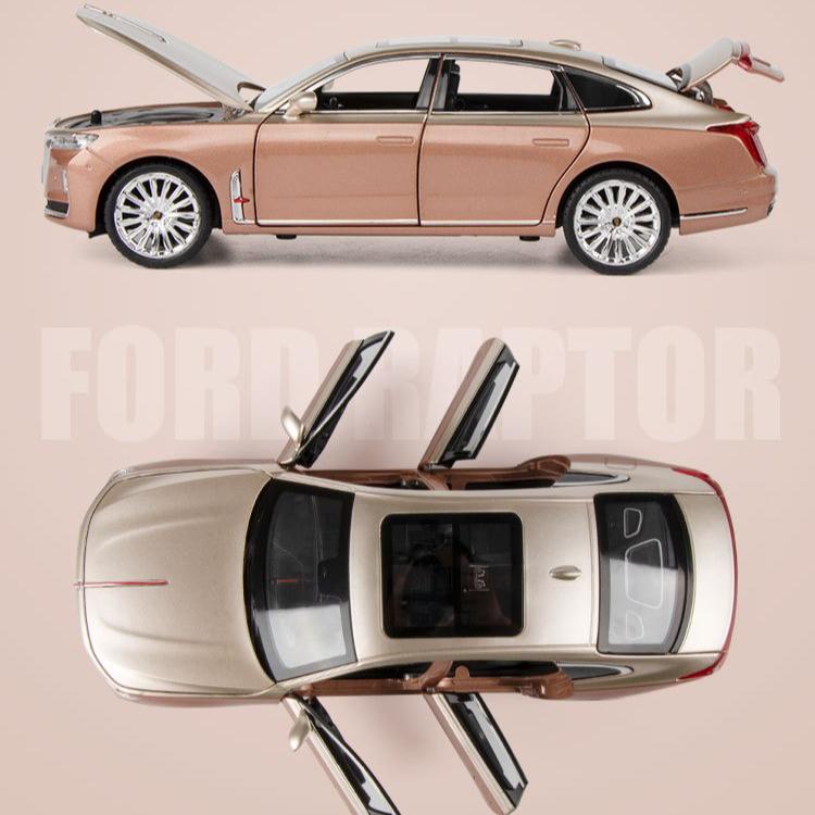 1:24 HONG QI H9 Alloy Luxy Car Model Diecasts Metal Toy Vehicles Car Model Simulation Sound and Light Collection Childrens Gifts