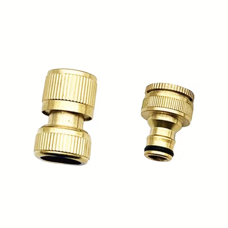 Set of 2 Brass Connectors for Garden Hoses, Featuring a 2-Inch And 3/4-Inch Size, Designed As a 2-In-1 Spray Nozzle Adapter for