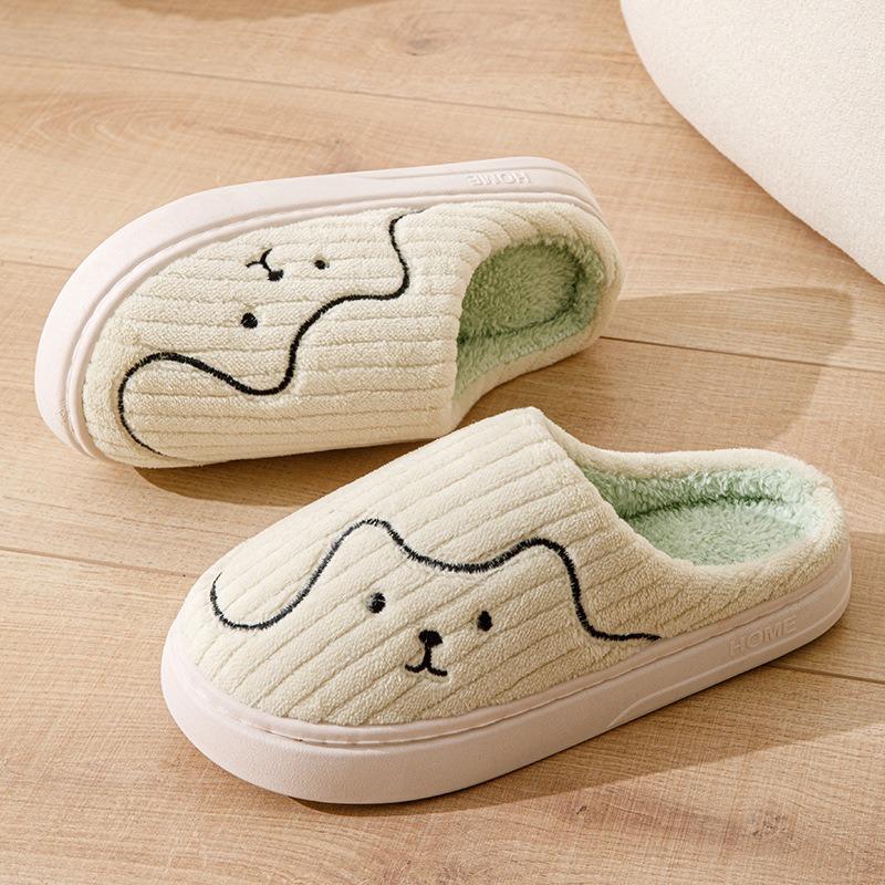 Cute cartoon cotton slippers autumn and winter indoor women's home use warm, comfortable and lightweight thick-bottomed couple hair slippers men