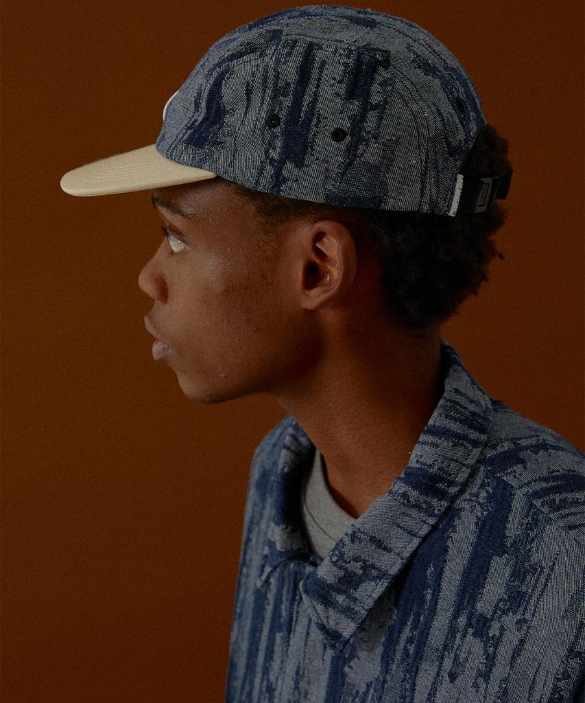 MAGOODGAN Headwear 9307 Jacquard Medium Indigo Denim Camp Cap