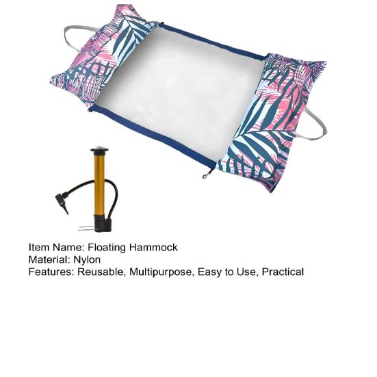 2-in-1 Floating Hammock Beach Tote Reusable Easy To Carry Inflatable Water Hammock Pool Floats Swimming Lounger
