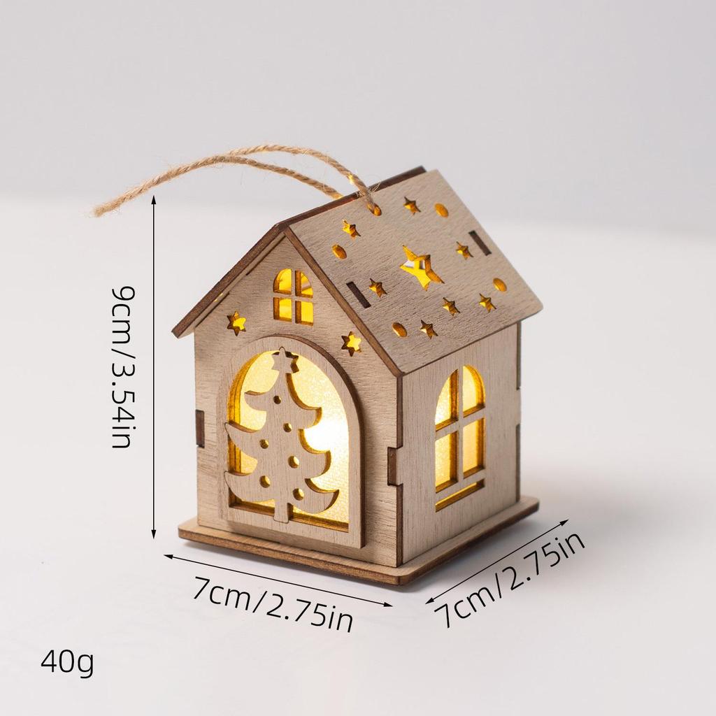 Christmas Luminous Wooden Cabin Ornament - Small House Tree Decoration
