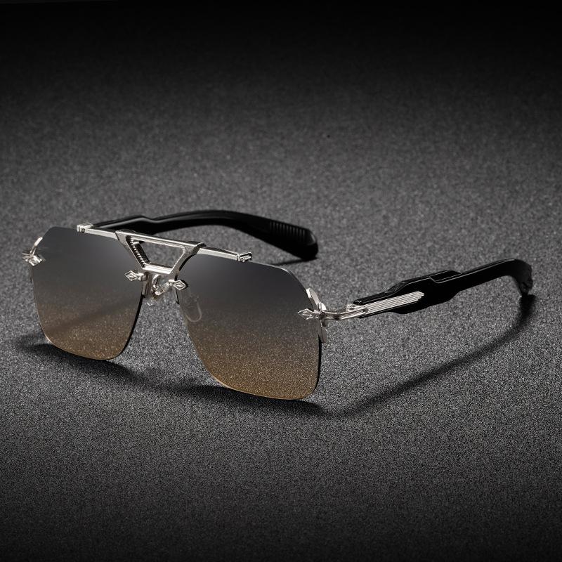 New Steampunk Style Frameless Sunglasses Men'S Quality Box Sunglasses Men'S Sunglasses9070