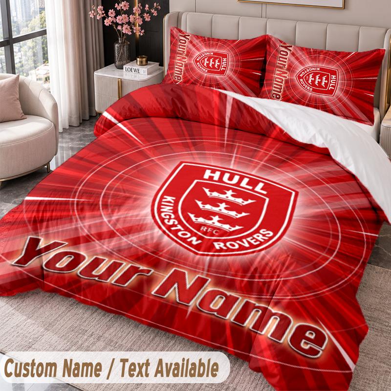Hull KR Printed Bedding Set Custom Name Text 1 Duvet Cover 2 Pillowcases For Bedroom
