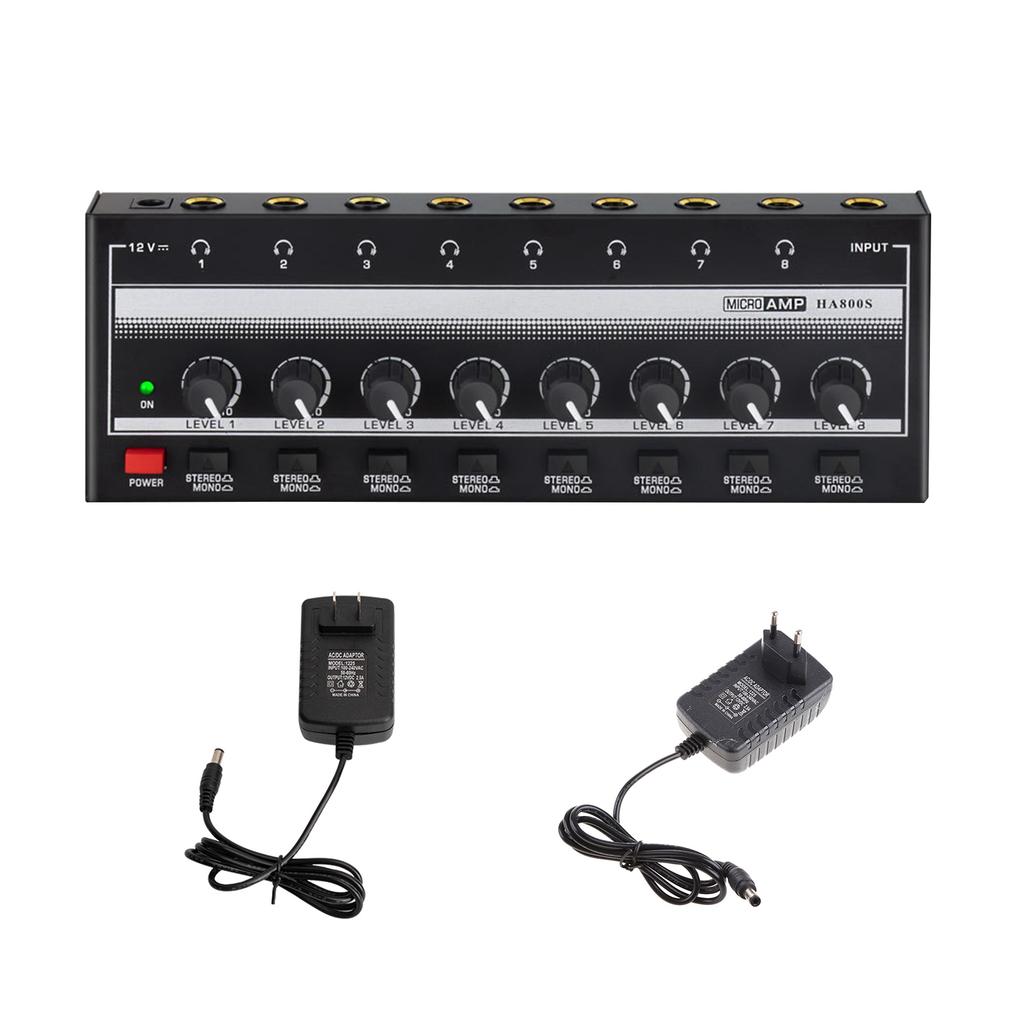 Small Size 8 Channel Headphone Amplifier with Stereo/Mono Button for Everyone Who Needs High Quality Sound Mixers