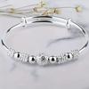 European-Style Silver-Plated Rotating Bead Bracelet for Women: Hollow Exquisite Ball Ornament Jewelry 