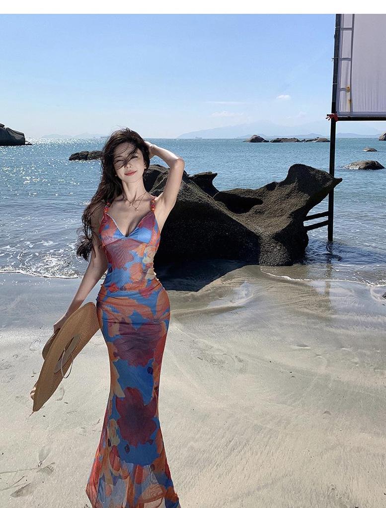 In-Stock Pure Bohemian Backless Slim-Fit Camisole Dress for Women - Seaside Vacation Beachwear