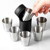 4Pcs Set Outdoor Practical Travel Stainless Steel Cups Shots For Whisky Wine With Leather Cover Bag Portable Drinkware Mini Set