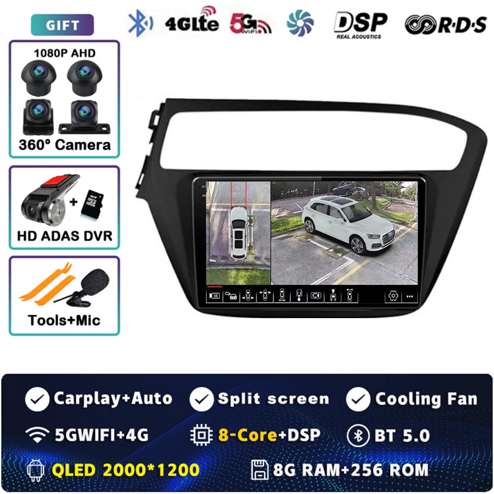 Android 14 Carplay Auto For Hyundai I20 2018 2019 Car Radio 4G WIFI Navigation Player Multimedia srereo 360 Camera GPS Video DSP