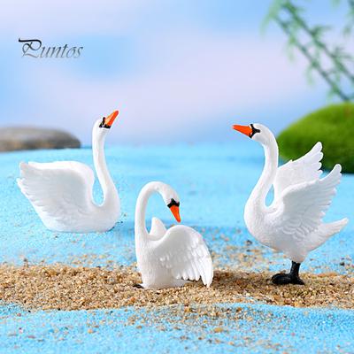 4 Stück niedliche realistische Form Landschaftsbau Schwan Miniaturen Büro Ornament Kinder Schwan Spielzeug Haushaltsbedarf