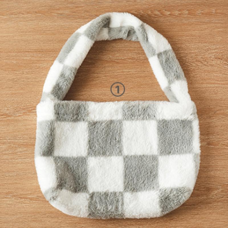 Daiso Checkerboard Fur Tote