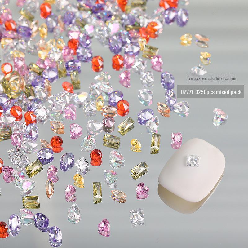 50-Piece Mixed Shape Zircon Manicure Diamonds