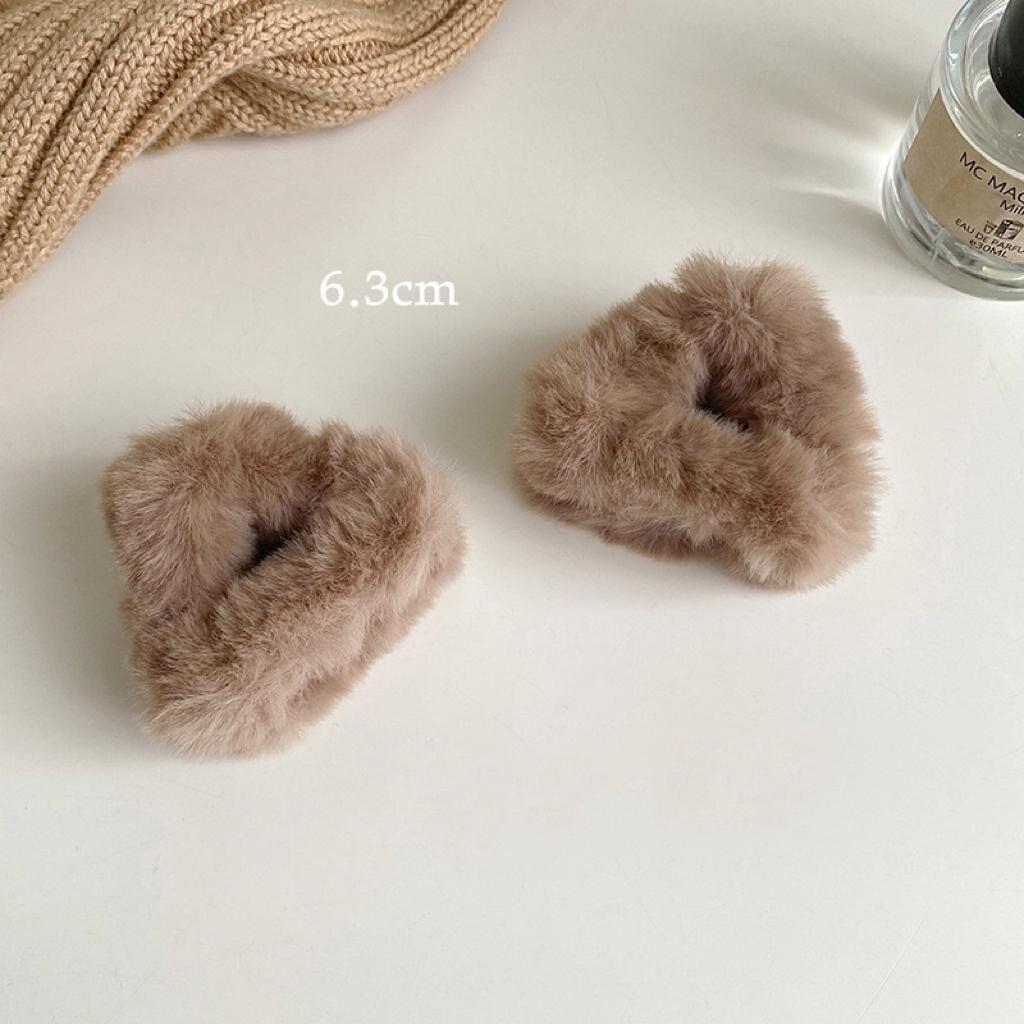 Cute Girl Lamb Wool Grab Clip Triangular Cat Ears Hair Grab Small Bangs Clip Autumn And Winter Plush Hair Accessories