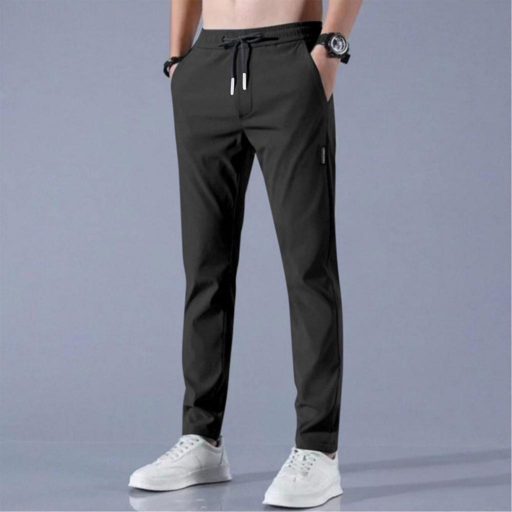 Men's Lightweight Stretchy Casual Pants with Drawstring Waist, Breathable Quick-Dry Fabric for Daily Wear