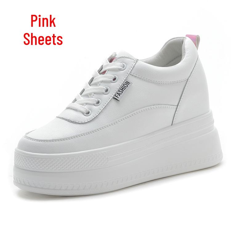 Trendige Plateau-Sneaker für Damen 2025: Atmungsaktives Mesh, Höhensteigerung, Lässiges Weiß.