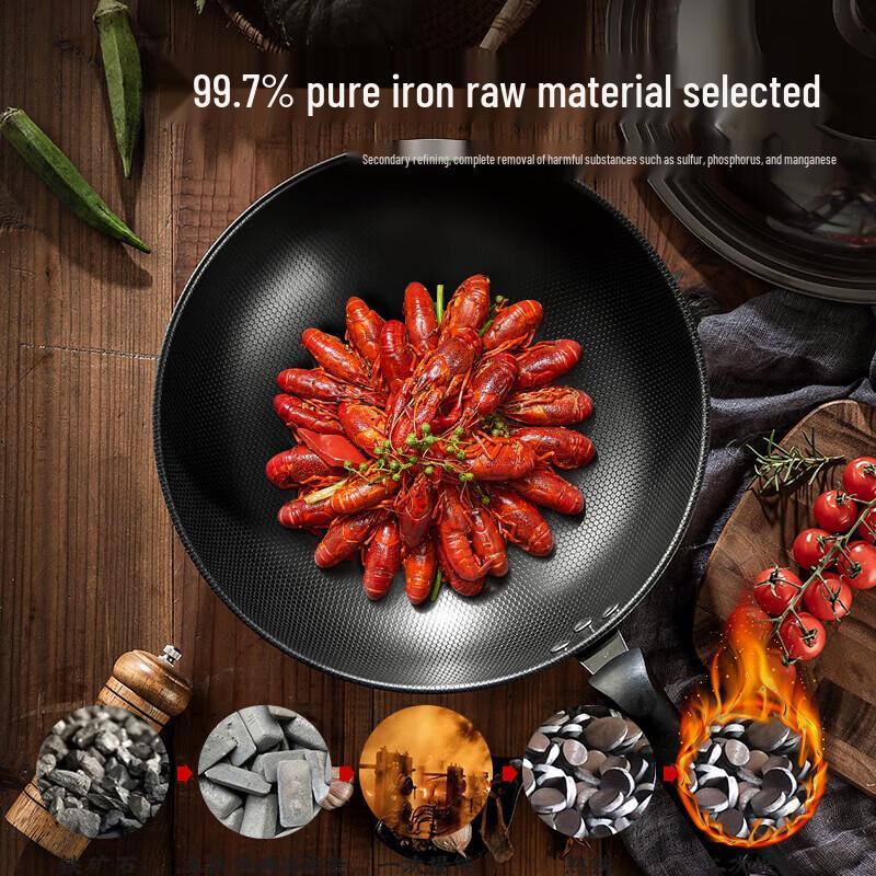 MAXCOOK Uncoated Stainless Steel Wok