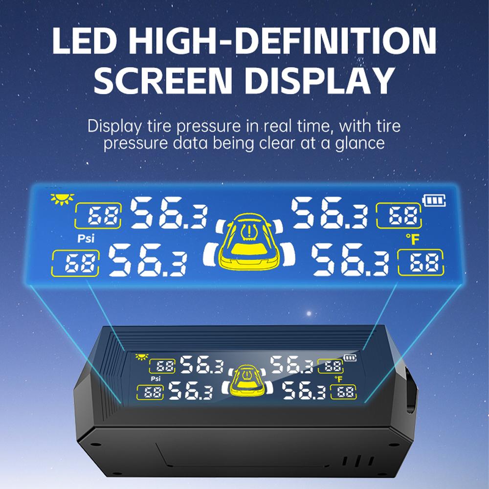 0-6.8Bar Digital LCD Display T21 Automobile Accessories Tyre Temperature Monitor USB / Solar TPMS