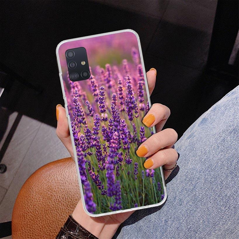 Purple Lavender Flowers Phnoe Case for Samsung Galaxy A12 A22 A32 A42 A52 A51 A50S A20S A10S A41 A31 A21S A40 A30S A20E A71 A70